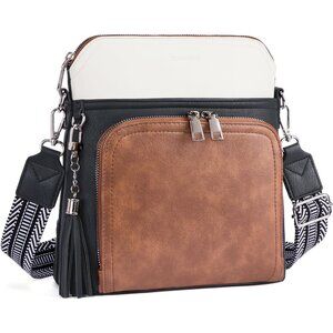 Crossbody Purse for Women Vegan Leather Medium Crossbody Wallet Bag for Travel W